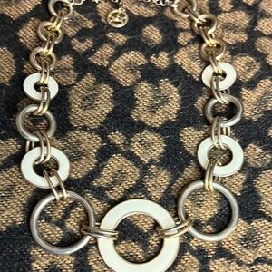 Trifari Gold and Silver Geometric Necklace